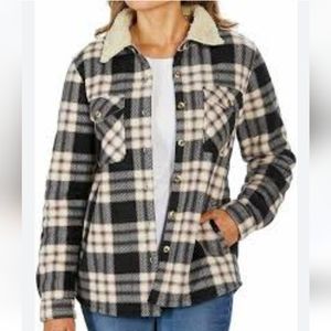Soho Threads women's Plaid Fleece Jacket Plush Sherpa